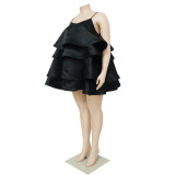 Sleeveless Ruffle Adjustable Shoulder Strap Dress