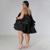 Sleeveless Ruffle Adjustable Shoulder Strap Dress