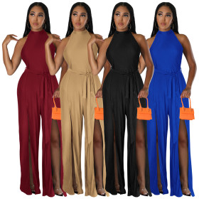 High Split Strap Jumpsuit