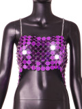 Mirror glitter backless chain women's small vest