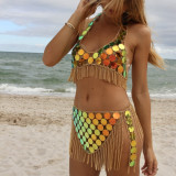 Body Chain Geometric Circle Fringe Chest Chain Beach Bikini Swimsuit Body Chain Set