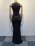Hot Diamond Slim Fit Wrap Hip Sleeveless Dress Dress Three Piece Set