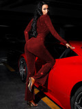 V-neck high elastic bright silk women's jumpsuit