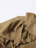 Lapel long sleeved ruffle stitching over knee jacket
