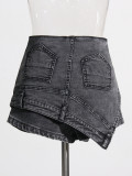 High waisted irregular washed old jeans