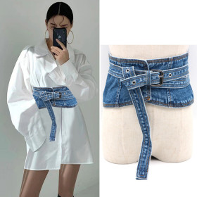 Denim waistband with waistband and wide waistband