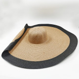 25cm brim oversized rainbow striped beach straw hat
