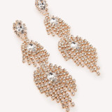 Rhinestone earrings, tassels, exaggerated pendant earrings