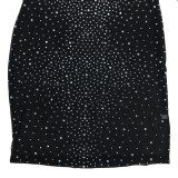 Solid color mesh hot diamond perspective suspender short skirt dress