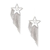Water Diamond Earrings pentagram Tassel Style Earrings
