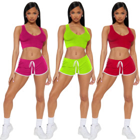 Thread exposed waist two-piece set