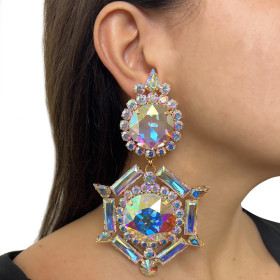 Water Diamond Earrings Exaggerated Round Pendant Earrings