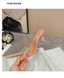 Transparent crystal fairy style thin heeled pointed high heels