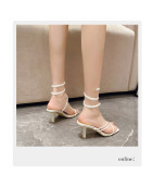 Snakeskin Wrapped Toe Pullover Versatile Slim High Heel Sandals