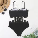 Mesh Spliced Hollow Fit One Piece Swimwear