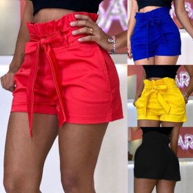 Pocket tied wide leg casual shorts