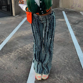 Casual loose elastic ruffled jeans