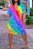 Oversized Loose 3D Print Multi Color Dress
