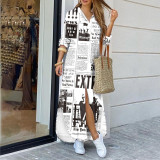 Abstract printed shirt long dress