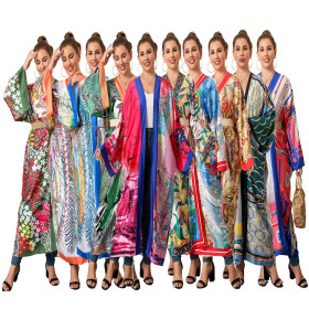 Beach cover up ethnic style long sleeved bikini sun protection cardigan swimsuit cover up