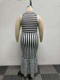 Slim fitting striped patchwork oversized tank top dress for pregnant women