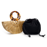 Bamboo woven bag, acrylic handbag, hollow woven bag, retro beach bag