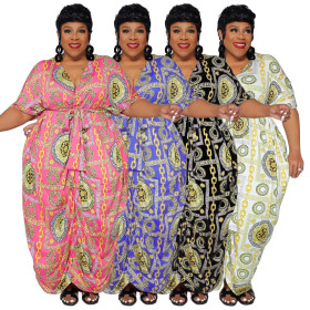African ethnic style fat woman large swing dress