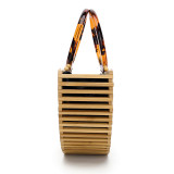Bamboo woven bag, acrylic handbag, hollow woven bag, retro beach bag