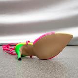 Strap Style Ultra High Heel Contrast Pointed Fish Mouth Sandals
