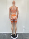Suspended shorts with zebra pattern positioning printing 2-piece set