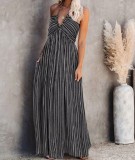 Sling pocket long dress with adjustable straps around the chest