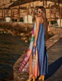 Printed V-neck strap dress beach skirt