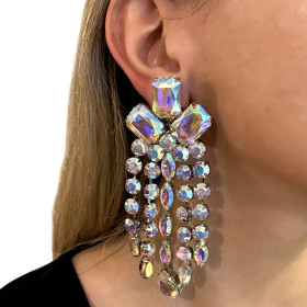 Rhinestone earrings exaggerated tassel earrings temperament accessories