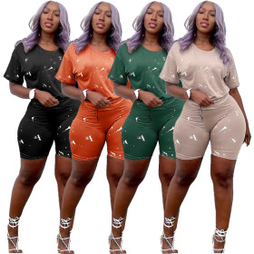 Tie Dyed Round Neck Casual Sports Set Two Piece Set