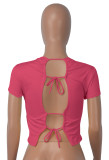 Naked Cord Hollow Open Back Ultra Short Top T-shirt