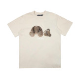Teddy Bear Print T-shirt Loose Letter Short Sleeve