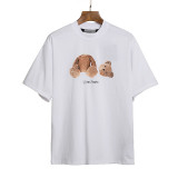 Teddy Bear Print T-shirt Loose Letter Short Sleeve