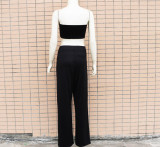 Solid color two-piece slim fitting
