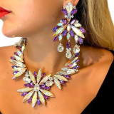 Water Diamond Necklace Set Water Drop Pendant Earrings Jewelry Set
