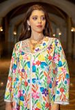 Long sleeved women's Middle Eastern printed hot diamond robe light luxury evening dress