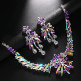 Water Diamond Necklace Set Water Drop Pendant Earrings Jewelry Set
