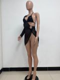 Sequin Backless Nightclub with Underwear Long Sleeve Dress