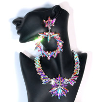 Water Diamond Necklace Set Exaggerated Full Diamond Jewelry Set