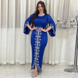 Arab Dubai Robe Fashion Diamond Embedding Soft Satin Evening Dress