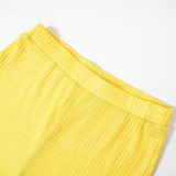 Versatile color matching elastic tight split casual pants