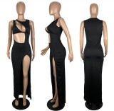 Solid Asymmetric Dress Nightclub Dress