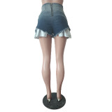 Denim shorts with multiple pockets and gradient colors