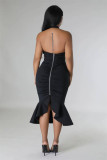 Open back sleeveless solid color dress