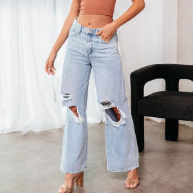 High waisted distressed skinny jeans