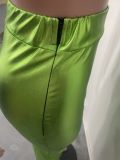 Hip Wrap Invisible Zipper Split Half Skirt Leather Skirt